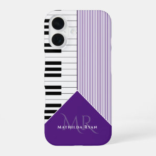 Coque iPhone 16 Touches de piano élégantes violet royal