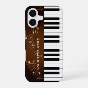 Coque iPhone 16 Touches de piano noir et blanc   Cadeaux de musiqu