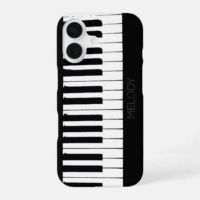 Coque iPhone 16 Touches de piano | Vertical | Personnalisable (Verso)