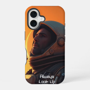 Coque iPhone 16 Toujours regarder vers le haut (texte)