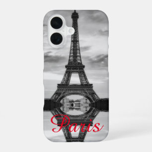 Coque iPhone 16 Tour Eiffel Noir Blanc Paris Amour Ville