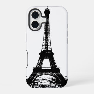 Coque iPhone 16 Tour Eiffel noir et blanc