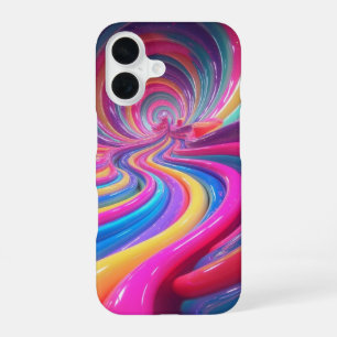 Coque iPhone 16 Tourbillon Abstrait 3D Finition Brillante Arc-en-C