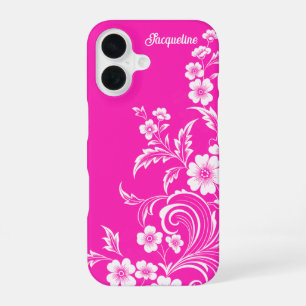 Coque iPhone 16 Tourbillon Floral Glam Rose Chaud