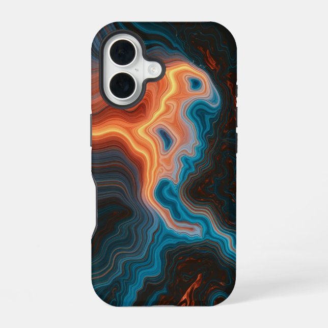 Coque iPhone 16 Tourbillon Néon Abstrait  (Verso)