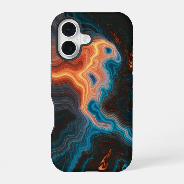 Coque iPhone 16 Tourbillon Néon Abstrait  (Verso)