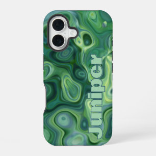 Coque iPhone 16 Tourbillons Abstraits Vert Mystique