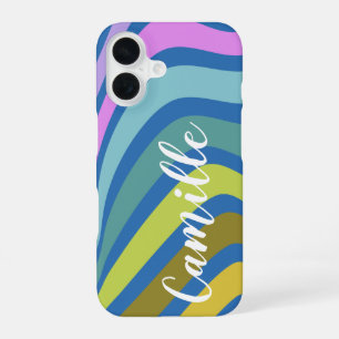 Coque iPhone 16 Tourbillons de gribouillis abstraits colorés Perso