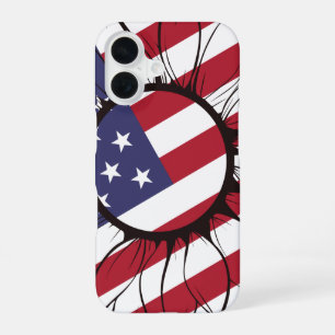 Coque iPhone 16 Tournesol Américain Patriotique