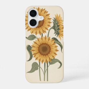 Coque iPhone 16 Tournesols Vintage en Fleurs