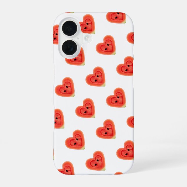 Coque iPhone 16 tranche de pastèque en cœur (Verso)