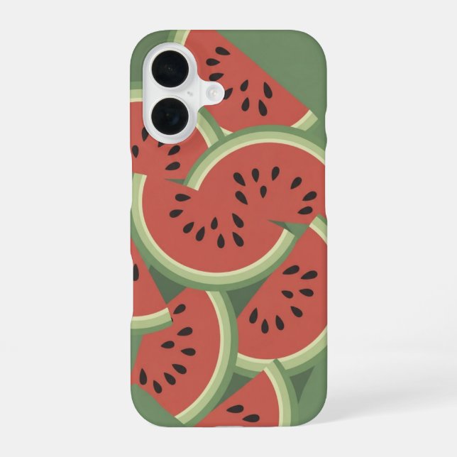 Coque iPhone 16 Tranches de pastèque vintage (Verso)