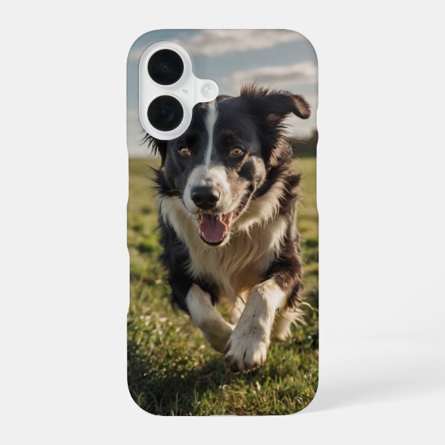 Coque iPhone 16 Travail du bétail avec un Border Collie (Verso)