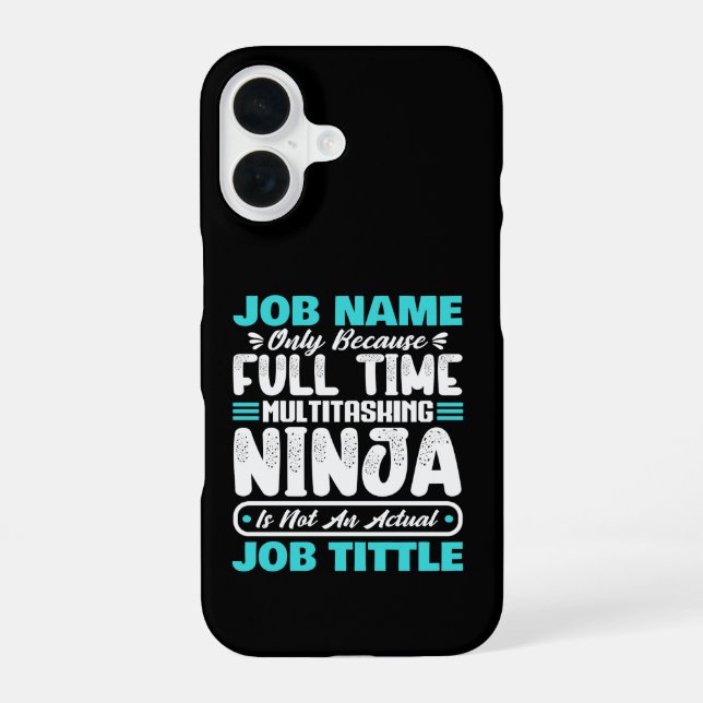 Coque iPhone 16 Travailleur multitâche avec titre de poste personn (Verso)