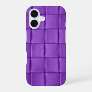Coque iPhone 16 Tresse en cuir violet en treillis