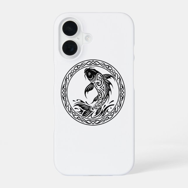 Coque iPhone 16 Tribal Celtic Koi Fish Wisdom Symbol (Verso)