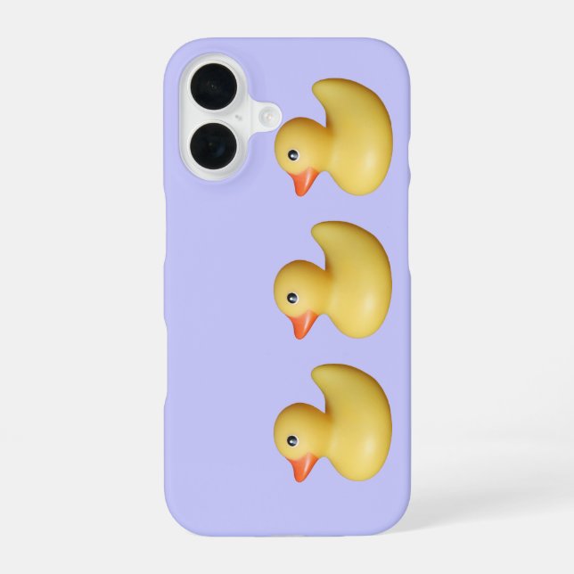 Coque iPhone 16 Trois Canards jaunes dans une rangée (Verso)