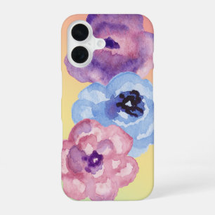 Coque iPhone 16 Trois roses aquarelles sur dégradé pastel