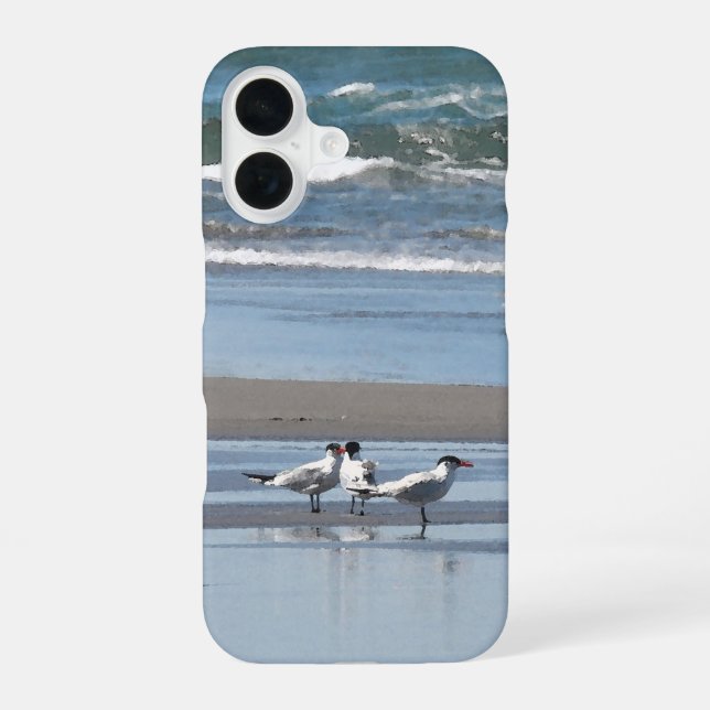 Coque iPhone 16 Trois Ternes sur une plage (Verso)