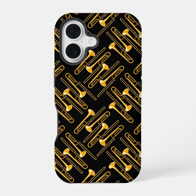Coque iPhone 16 Trombone Crosshatch (Verso)