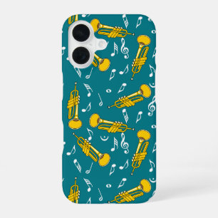 Coque iPhone 16 Trumpet Music Notes Motif