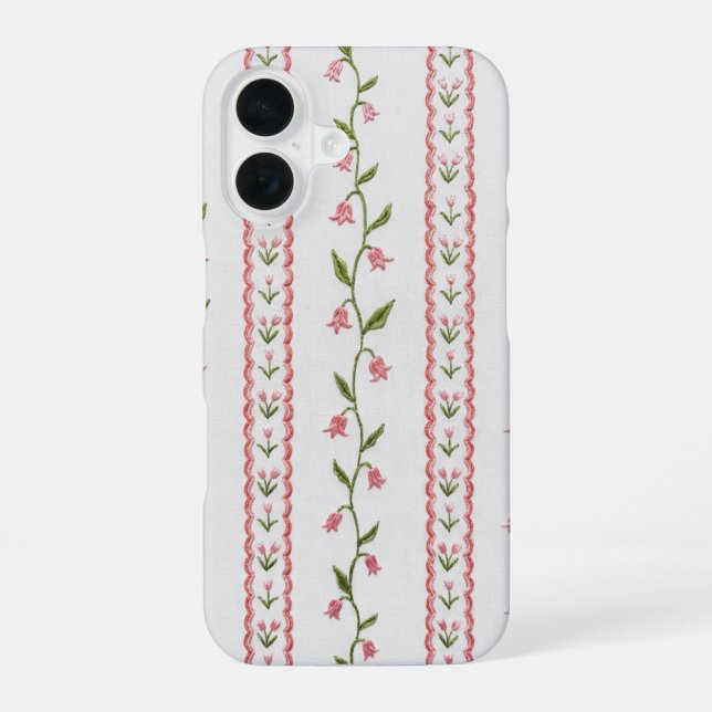 Coque iPhone 16 Tulip embroidered texture iPhone 16 case (Verso)