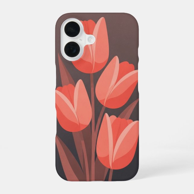Coque iPhone 16 Tulipe Courbée Rétro (Verso)