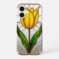 Tulipe élégante en verre coloré avec cadre doré