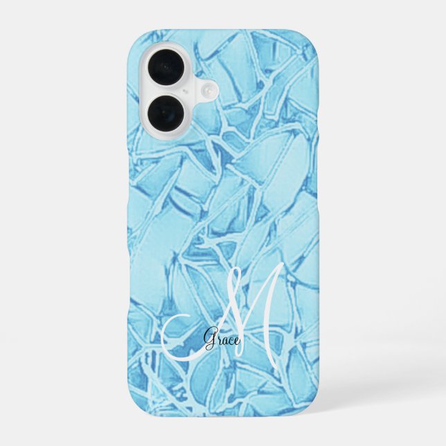 Coque iPhone 16 Turquoise Bleu pour Monogramme (Verso)