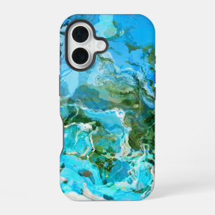 Coque iPhone 16 Turquoise Tropical, Bleu Océan & Vert Algue