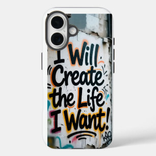 Coque iPhone 16 Typographie d'art de rue inspirante sur un mur de