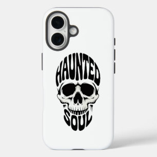 Coque iPhone 16 Typographie de crâne d'âme hantée