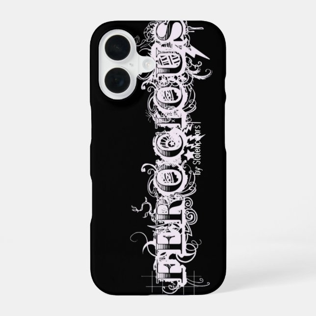 Coque iPhone 16 Typographie de tatouage féroce (Verso)
