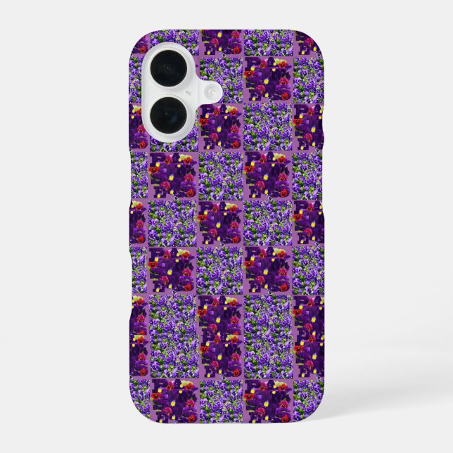 Coque iPhone 16 Typographie Pansy Violet, (Verso)