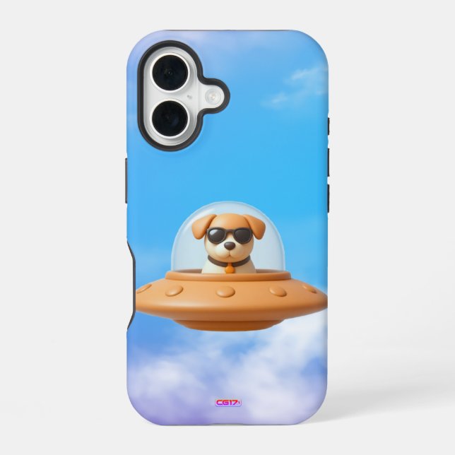 Coque iPhone 16 Ufo dog 3D a2 clouds (Verso)