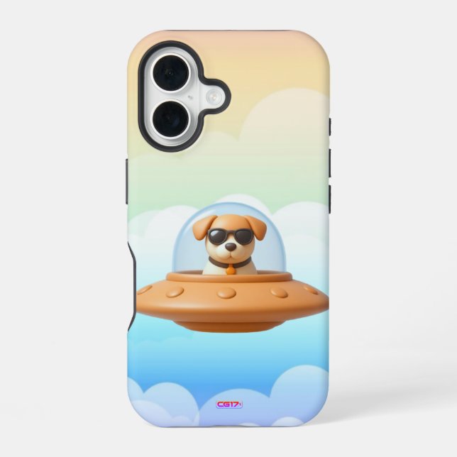 Coque iPhone 16 Ufo dog 3D a3 clouds (Verso)