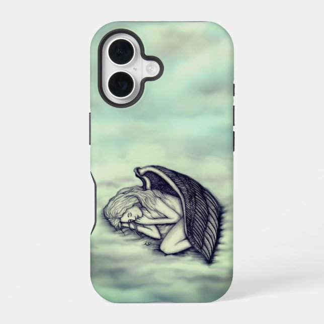 Coque iPhone 16 Un Ange endormi sur les nuages des cieux (Verso)