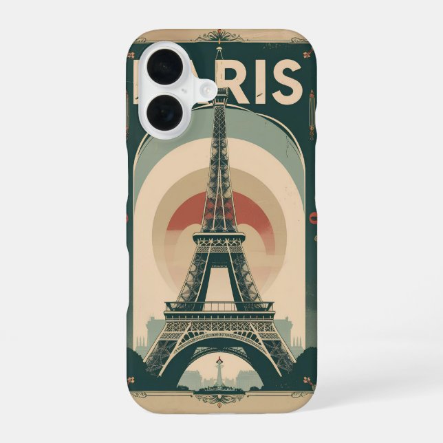 Coque iPhone 16 Une affiche de Paris de style rétro (Verso)
