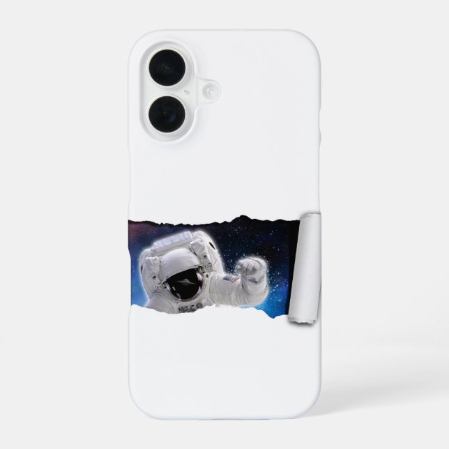 Coque iPhone 16 Une larme dans l'espace Rencontre d'astronaute ext (Verso)