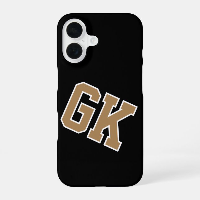 Coque iPhone 16 Université Noir Or Blanc Monogramme Initiales (Verso)