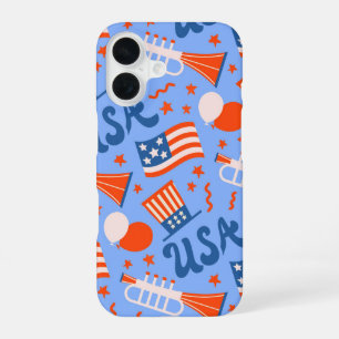 Coque iPhone 16 USA Stars & Stripes – Jour de l'Indépendance