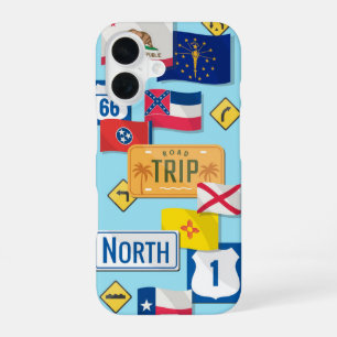 Coque iPhone 16 USA State Flags Road Trip