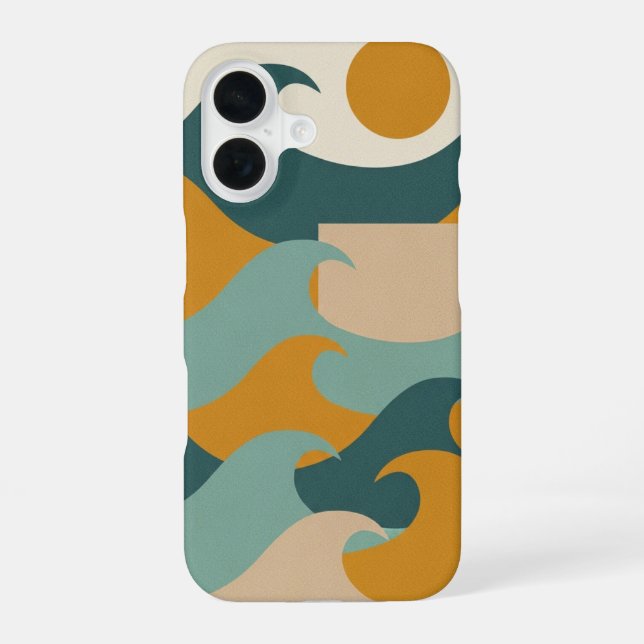 Coque iPhone 16 Vague Abstraite et Soleil (Verso)