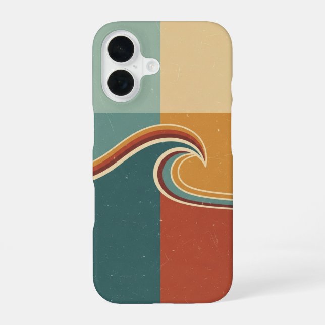 Coque iPhone 16 Vague géométrique rétro (Verso)