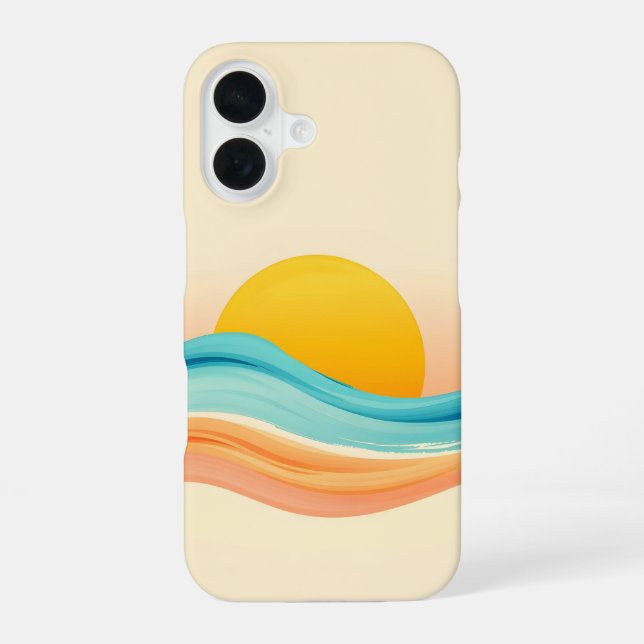 Coque iPhone 16 Vague Harmonie du Coucher de Soleil (Verso)