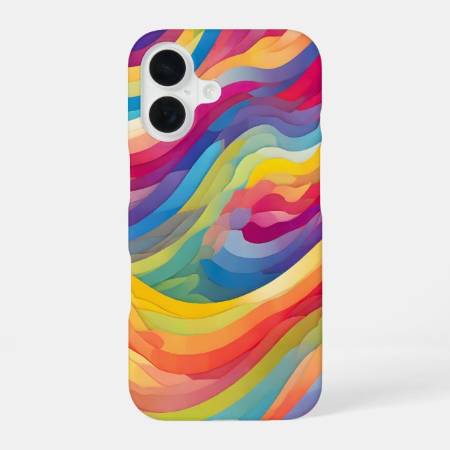 Coque iPhone 16 Vagues Arc-en-Ciel (Verso)