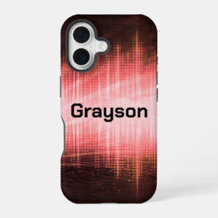 Coque iPhone 16 Vagues audio rouges