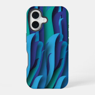 Coque iPhone 16 Vagues de différentes couleurs du bleu au vert