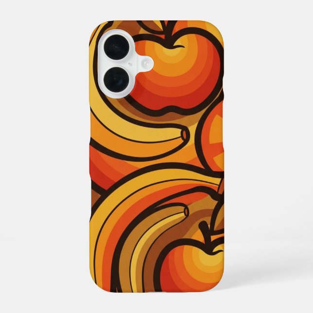 Coque iPhone 16 Vagues de Fruits Rétro (Verso)