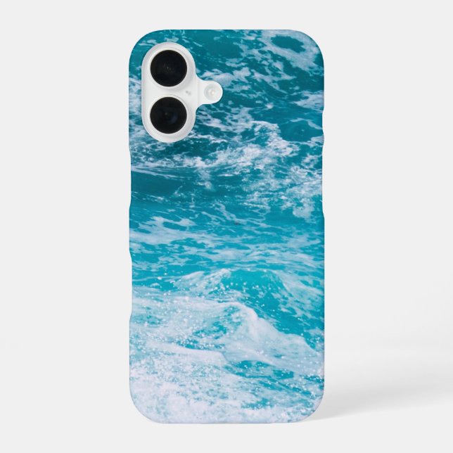 Coque iPhone 16 Vagues de l'océan bleu (Verso)